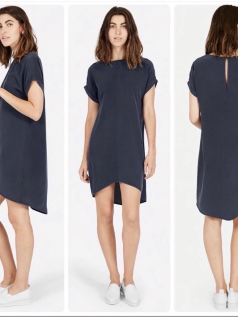 Everlane 100% Silk High Low Blue Dress XS